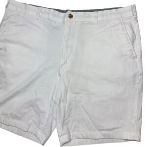 CLUB ROOM MENS 38 WHITE CHINO SHORTS GOLF FLAT FRONT BUTTON ZIP FLY COTTON